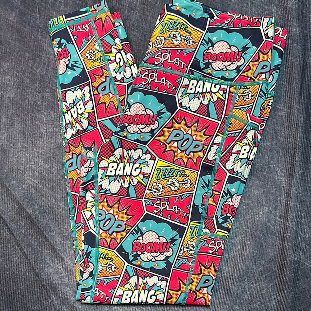 CVG Constantly Varied Gear Knockout Comic Print Full Length Leggings Large